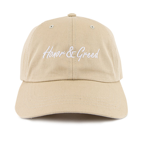 Honor and Greed Dad Hat - Natural / White