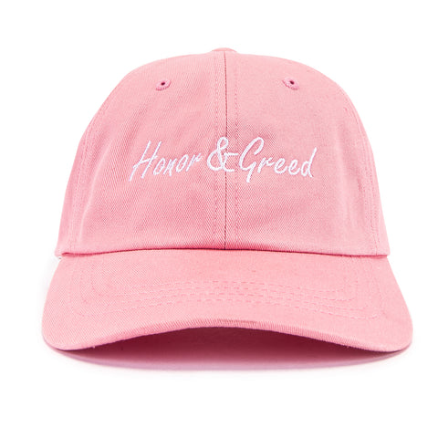 Honor and Greed Dad Hat - Pink / White