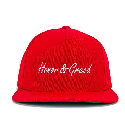 Honor & Greed Classic Snapback - Red / White