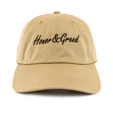 Honor and Greed Dad Hat - Tan / Black